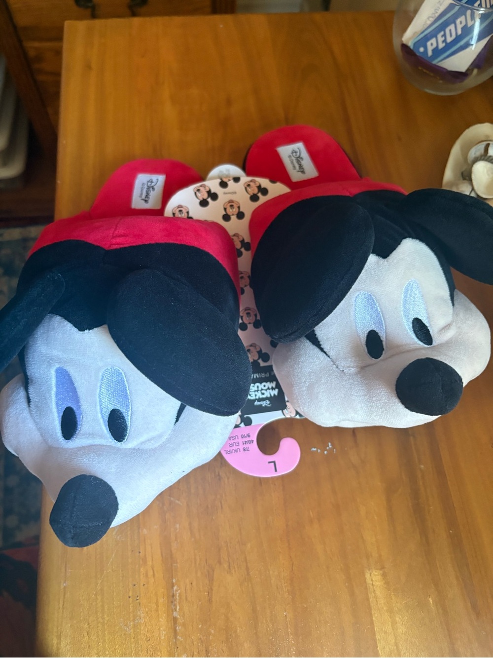 Disney Mickey Mouse Plush Red and Black Women’s Slippers
